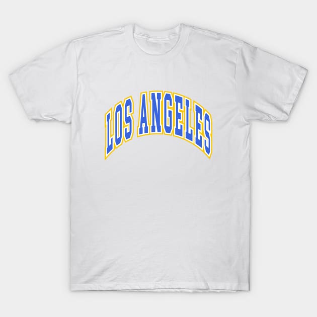 Los Angeles - Block Arch - White Blue/Gold T-Shirt by KFig21